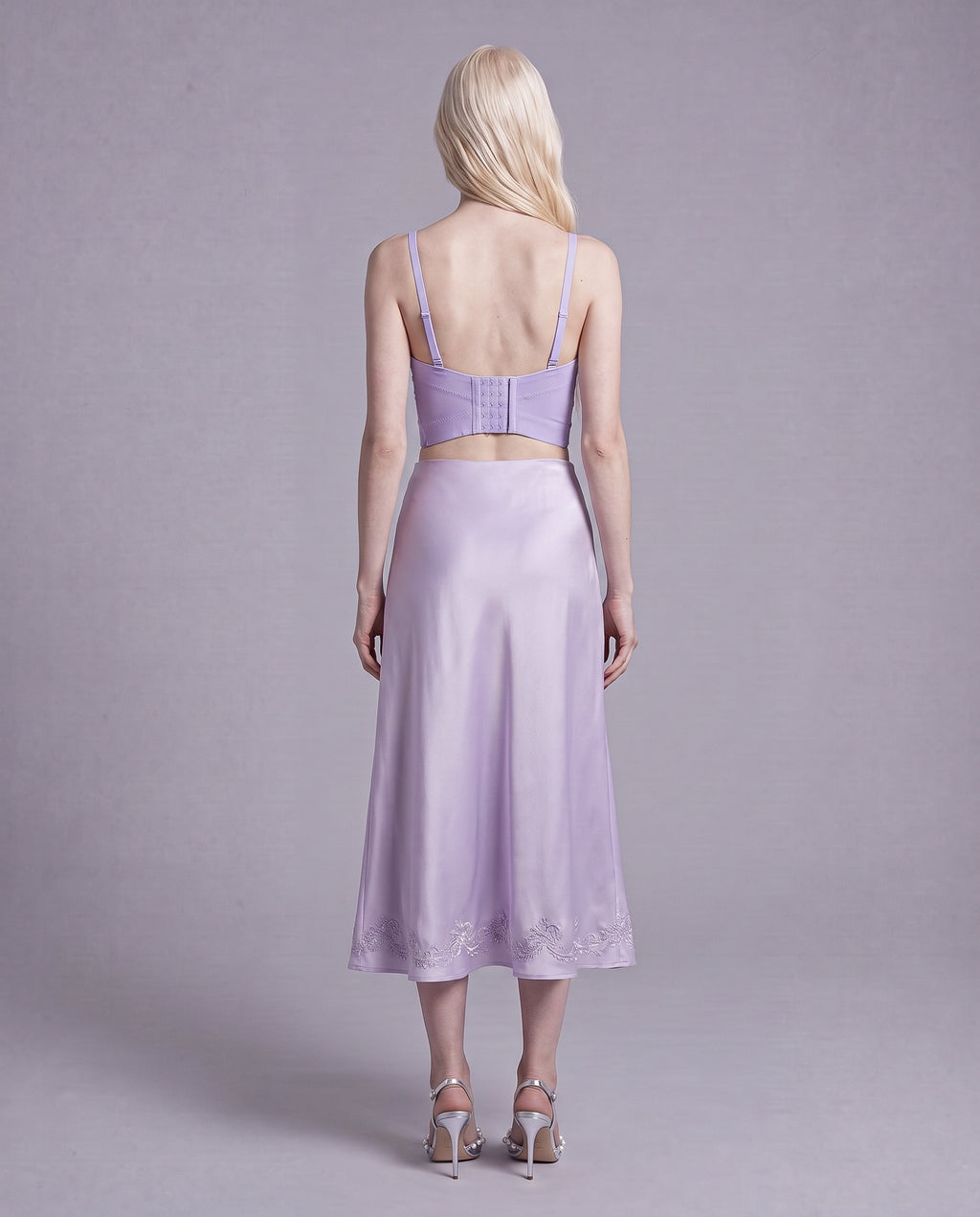 Floral Appliqué Corset Top with Beaded Sweetheart Neckline