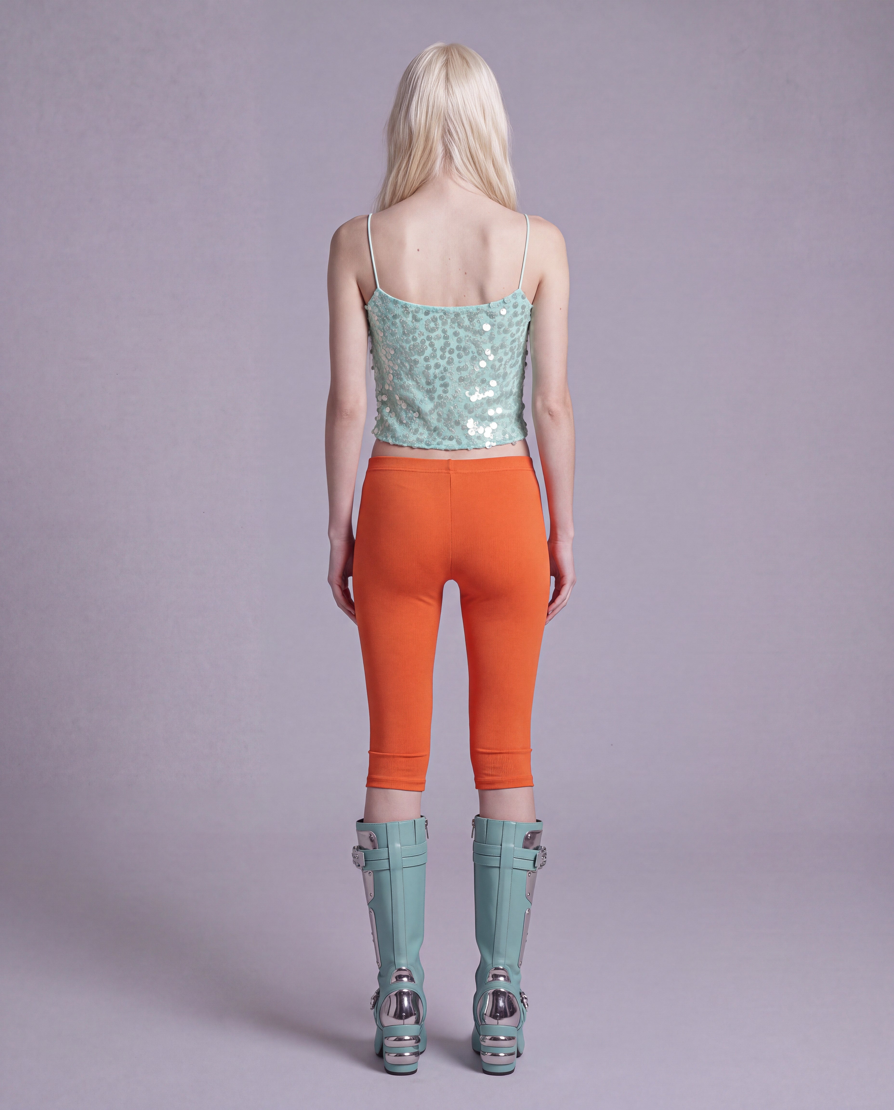 Sequin Mesh Camisole Top with Scoop Neck and Slim Straps