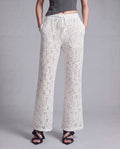 Sheer Floral Lace Wide Leg Pants with Drawstring Waist
