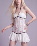 Floral Corset Mini Dress with Bow and Ruffled Hem