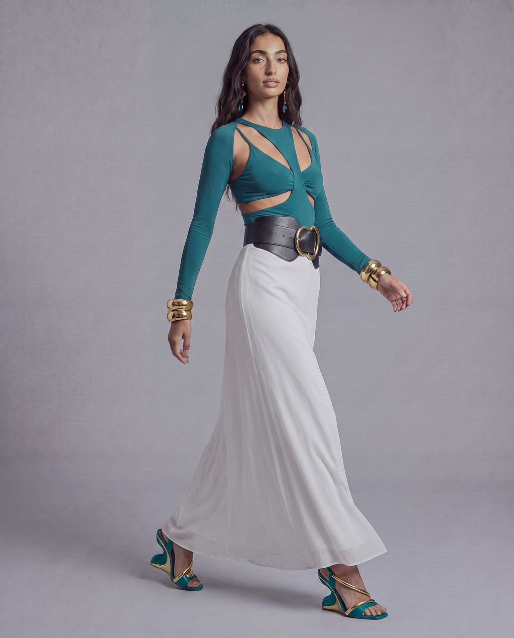 Sheer Layered Maxi Skirt with Fluid Flared Hem