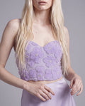 Floral Appliqué Corset Top with Beaded Sweetheart Neckline