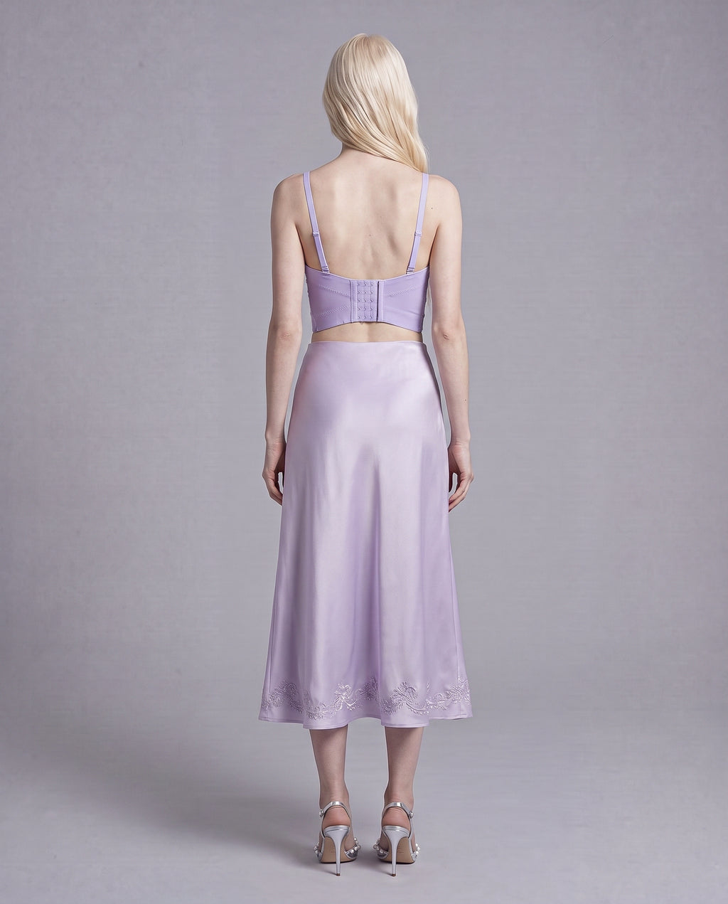 Floral Appliqué Corset Top with Beaded Sweetheart Neckline