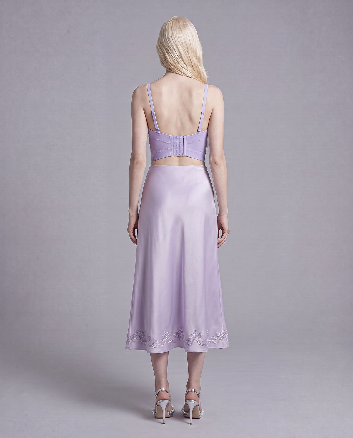 Floral Appliqué Corset Top with Beaded Sweetheart Neckline