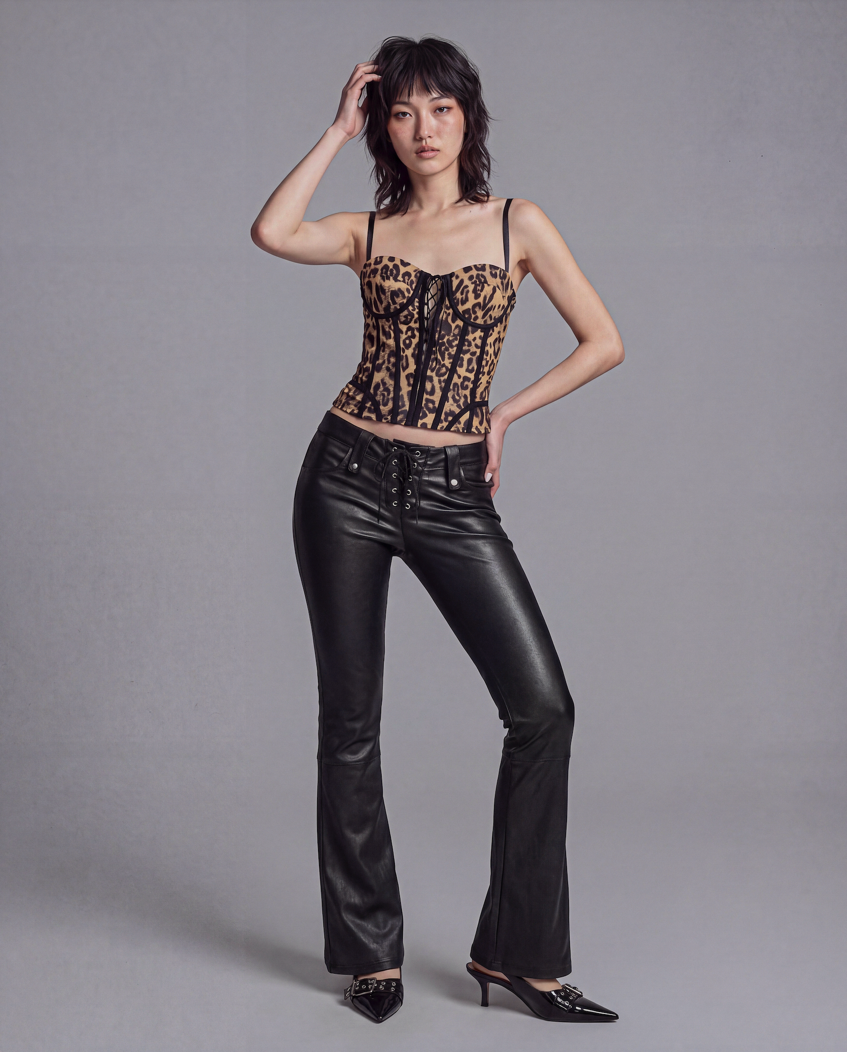 Leopard Lace-Up Corset Top