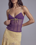 Sheer Mesh Tie Front Camisole