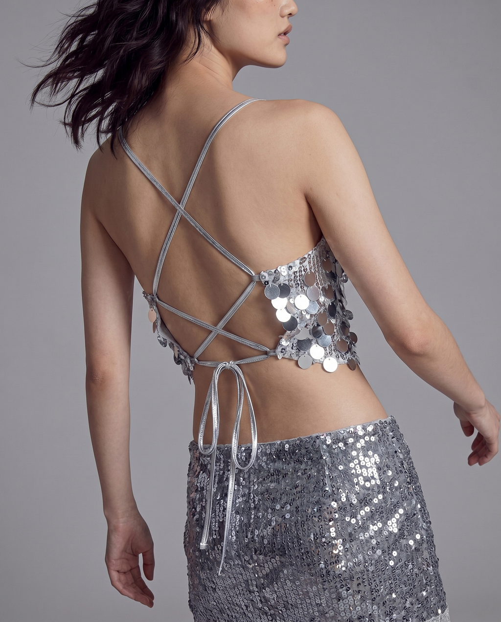 Sequin Disc Tie Back Camisole