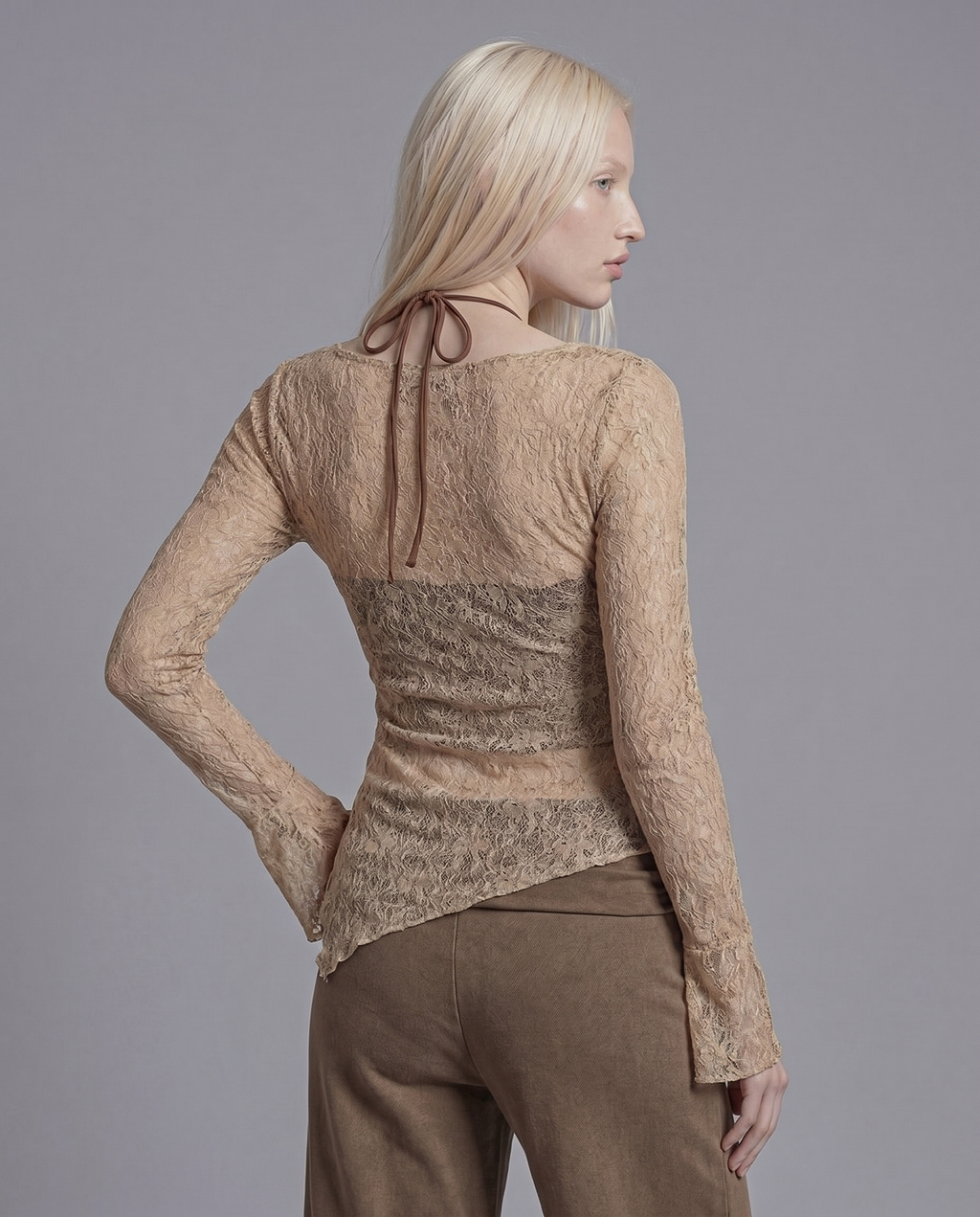 Sheer Long Sleeve Layered 2-Piece Top Set