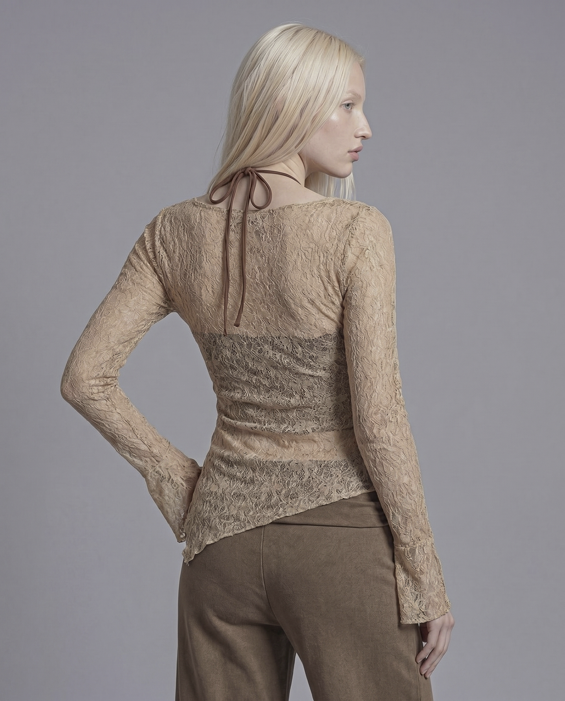 Sheer Long Sleeve Layered 2-Piece Top Set