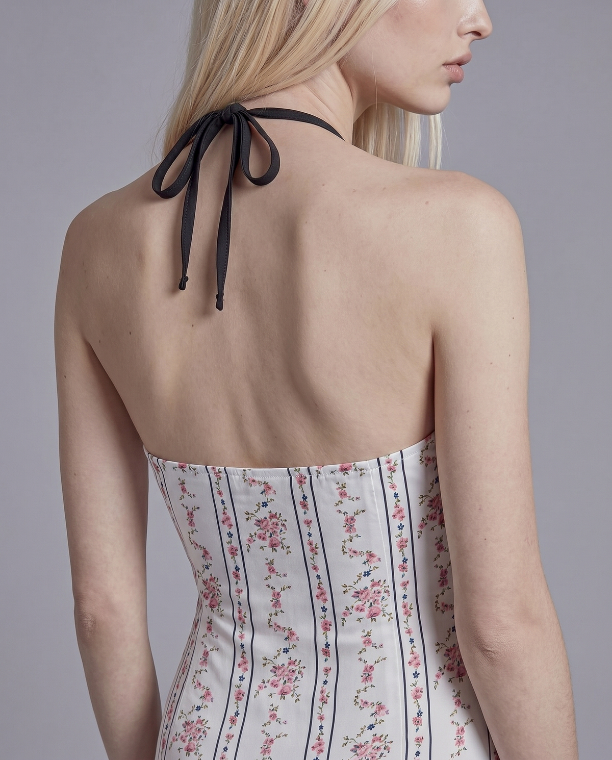 Floral Corset Mini Dress with Bow and Ruffled Hem